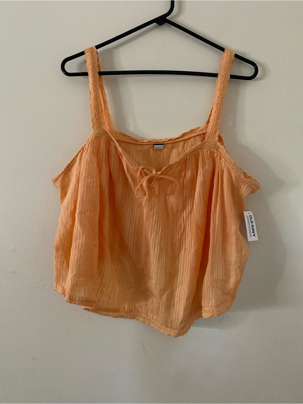 Old Navy cotton Peach Lace-Trim crop Camisole Tank plus 2X